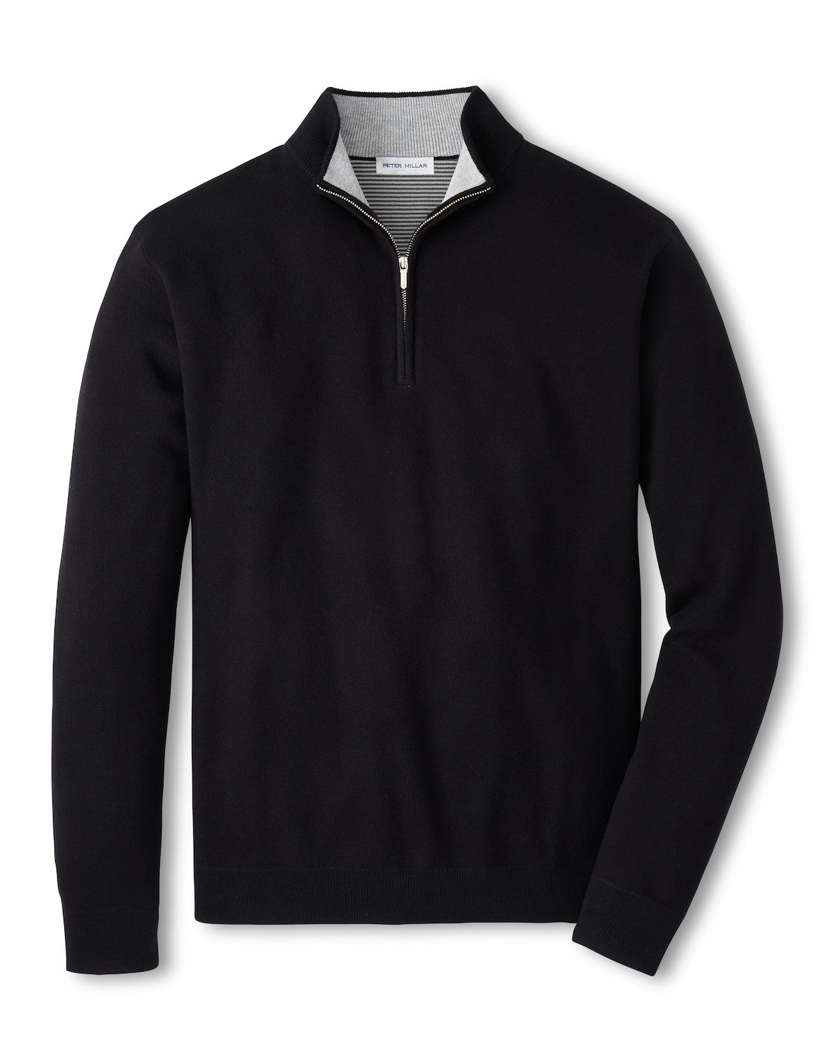 Peter Millar Coolspun Lite Cotton Quarter-Zip Sweater: Black