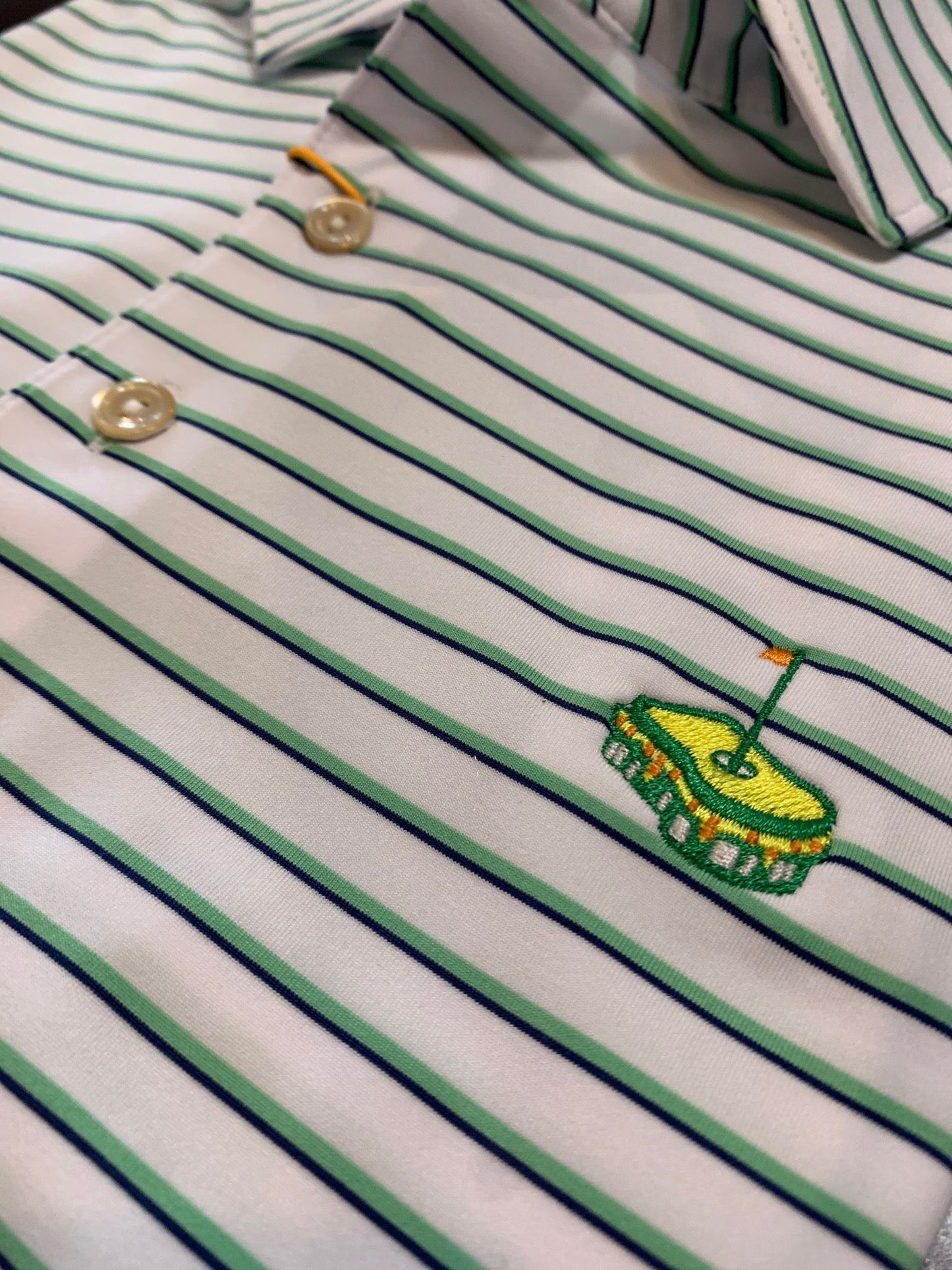 Peter Millar Dunnes Performance Jersey Polo: White/Pear Tart With Pimento Cheese
