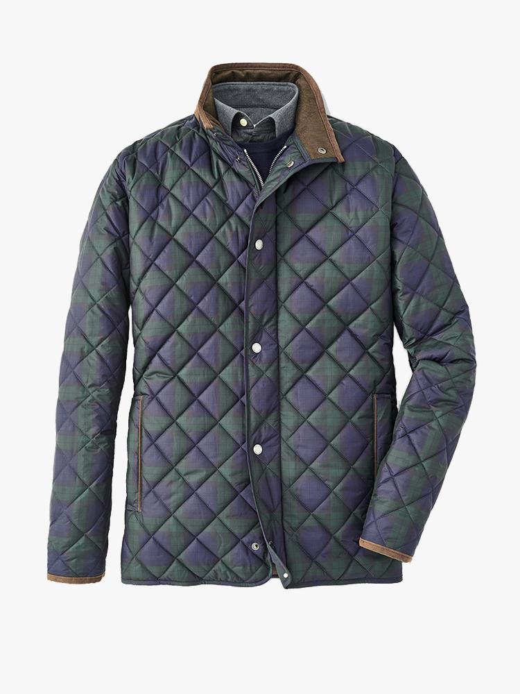 Peter Millar Men’s Suffolk Black Watch Quilted Travel Coat
