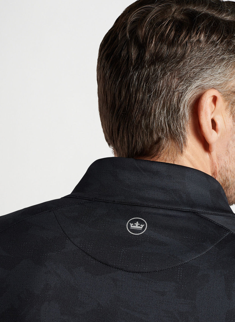 Peter Millar Forge Brushstroke Camo 1/4 Zip: Black W/ Golfing Cocky