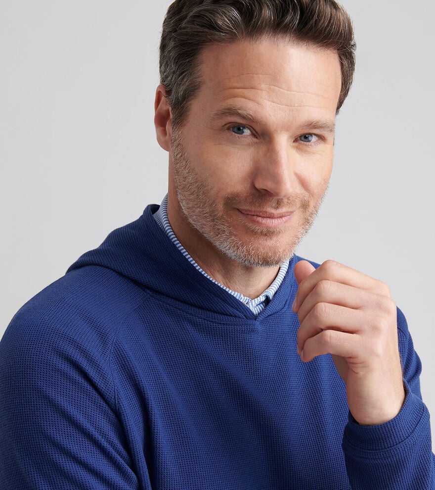 Peter Millar Pine Waffle Performance Hoodie: Sport Navy