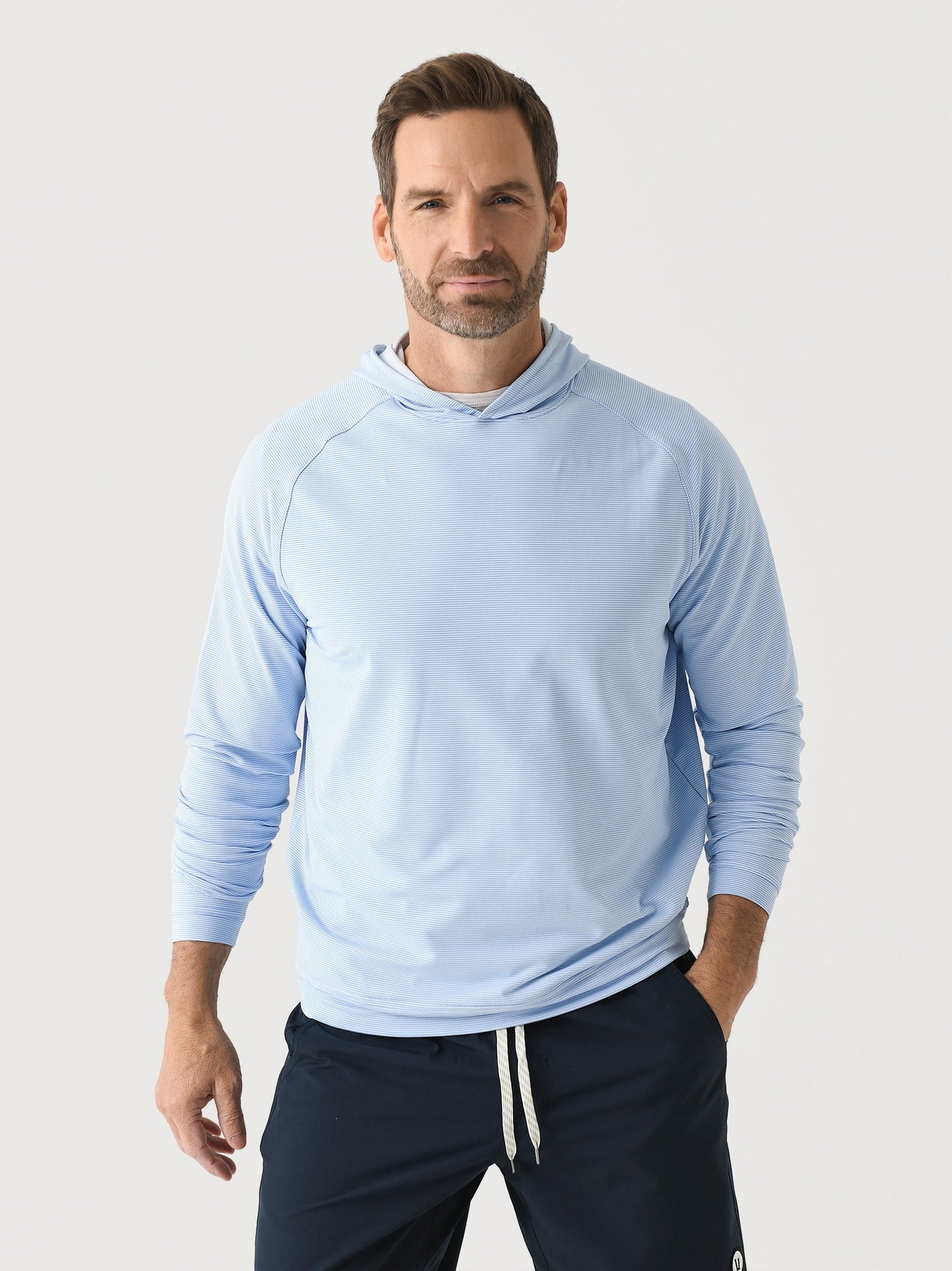 Peter Millar Crown Sport Men's Pine Sugar Stripe Performance Hoodie