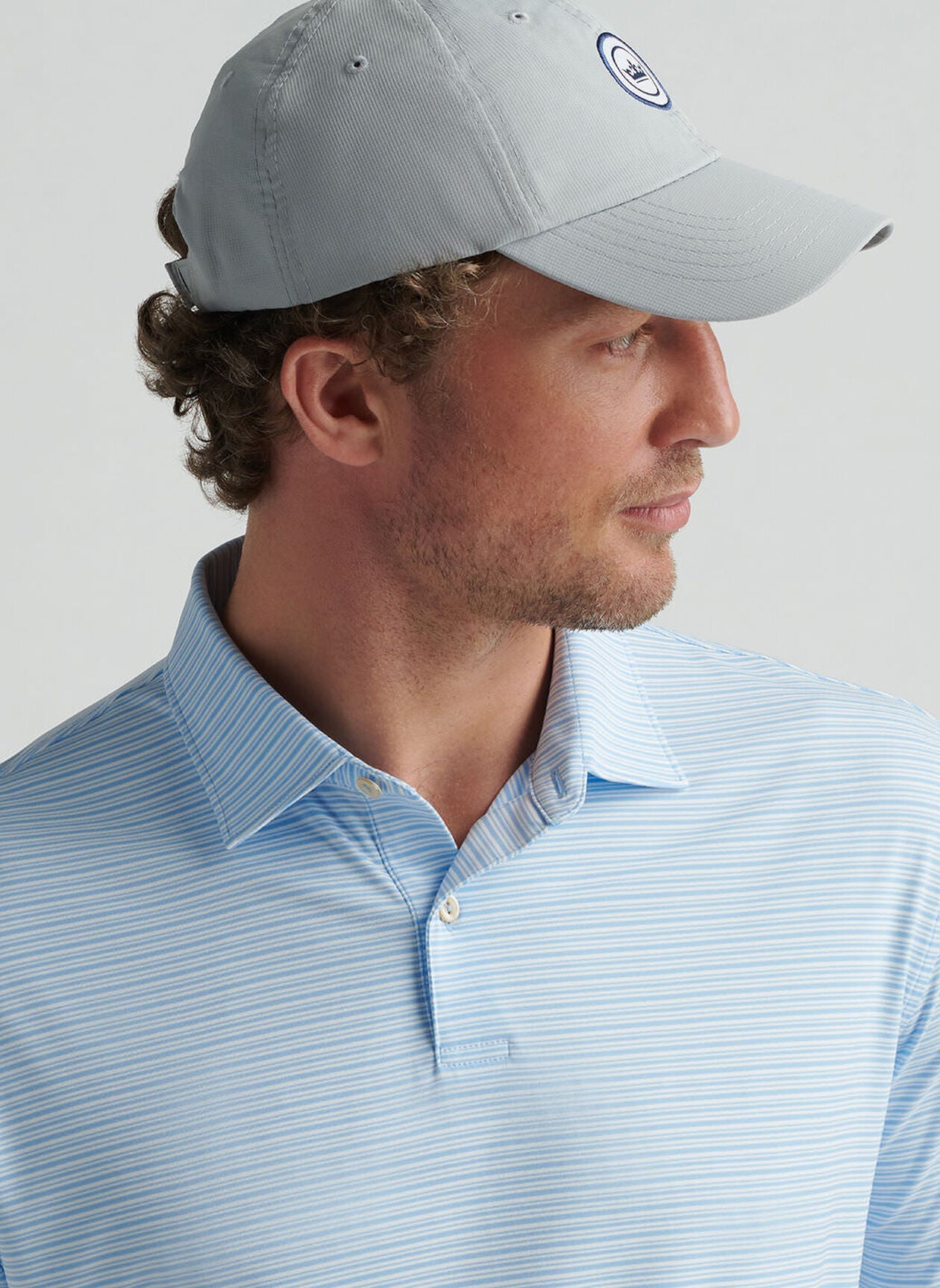 Peter Millar Featherweight Payne Stripe Polo: Cottage Blue