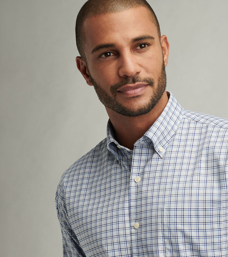 Peter Millar Albert Crown Lite Cotton-Stretch Sport Shirt: Blue Freesia