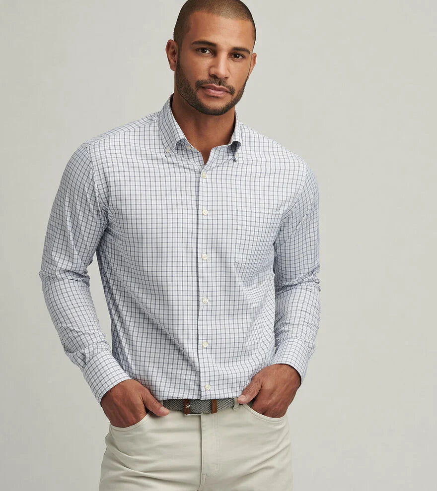 Peter Millar Hamilton Performance Twill Sport Shirt: Morning Blue