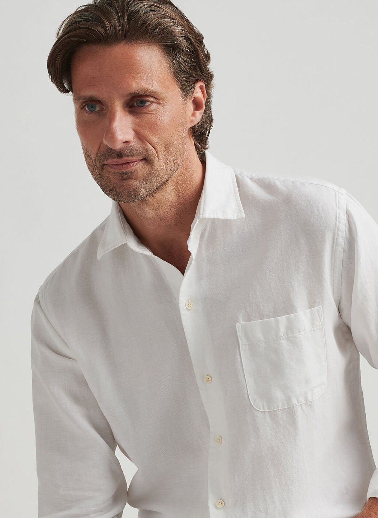 Peter Millar Canal Linen Cotton Shirt: White
