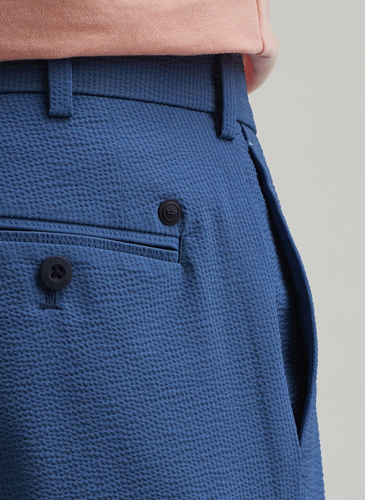 Peter Millar Crown Crafted Matlock Seersucker Performance Short: Ocean Blue