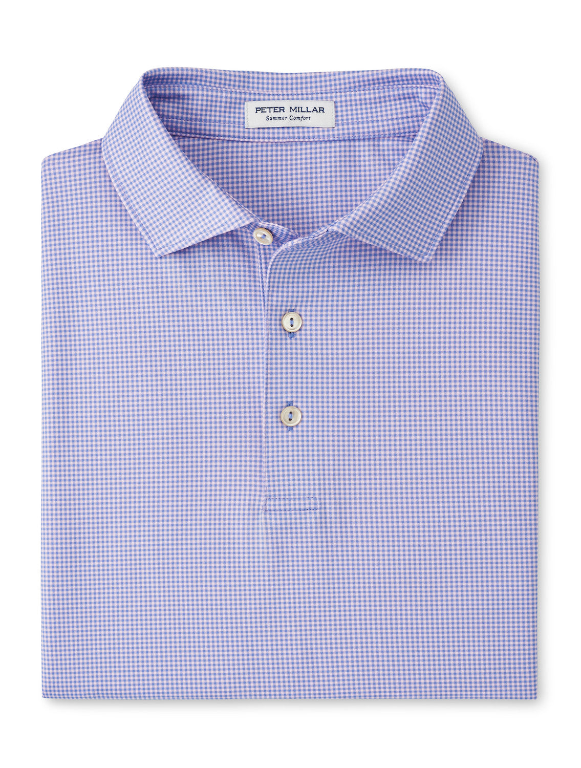 Peter Millar Gingham Performance Jersey Polo: Seaside Blue