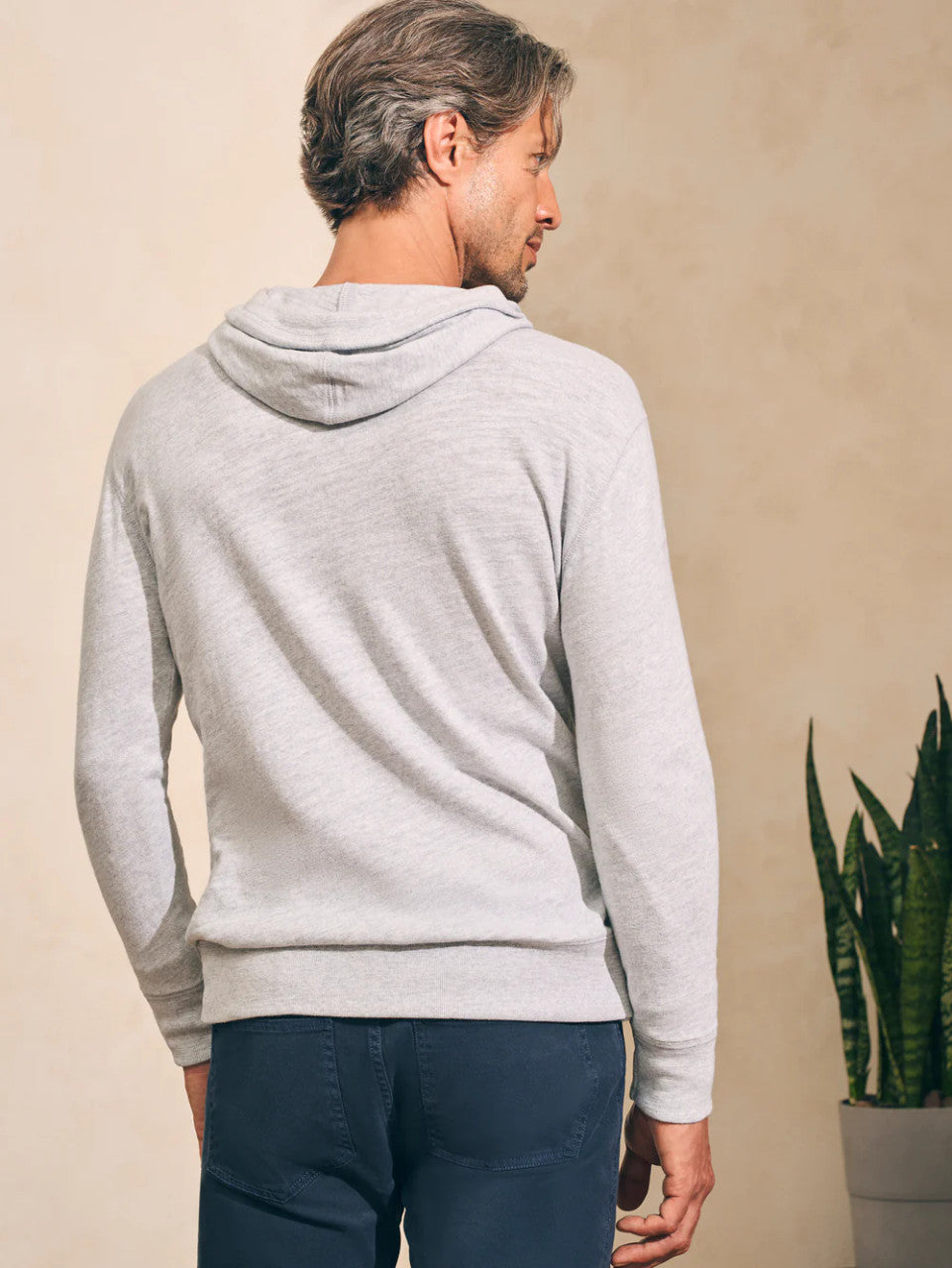 Peter Millar Faherty Sunwashed Slub Hoodie: Light Grey