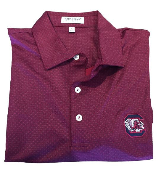 Peter Millar University Of South Carolina Tesseract Performance Jersey Polo: Maroon