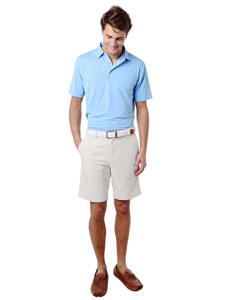 Peter Millar Solid Stretch Mesh Polo (Self Collar)