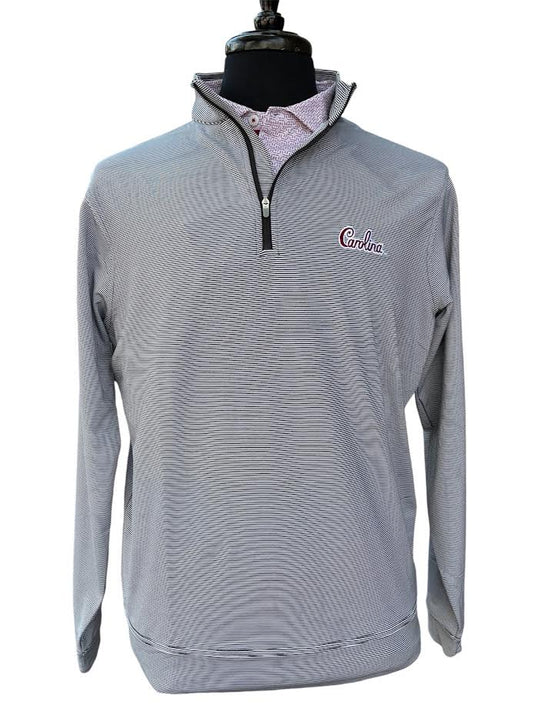  Peter Millar University Of South Carolina "Carolina Script" Perth Sugar Stripe Performance 1/4 Zip: Black