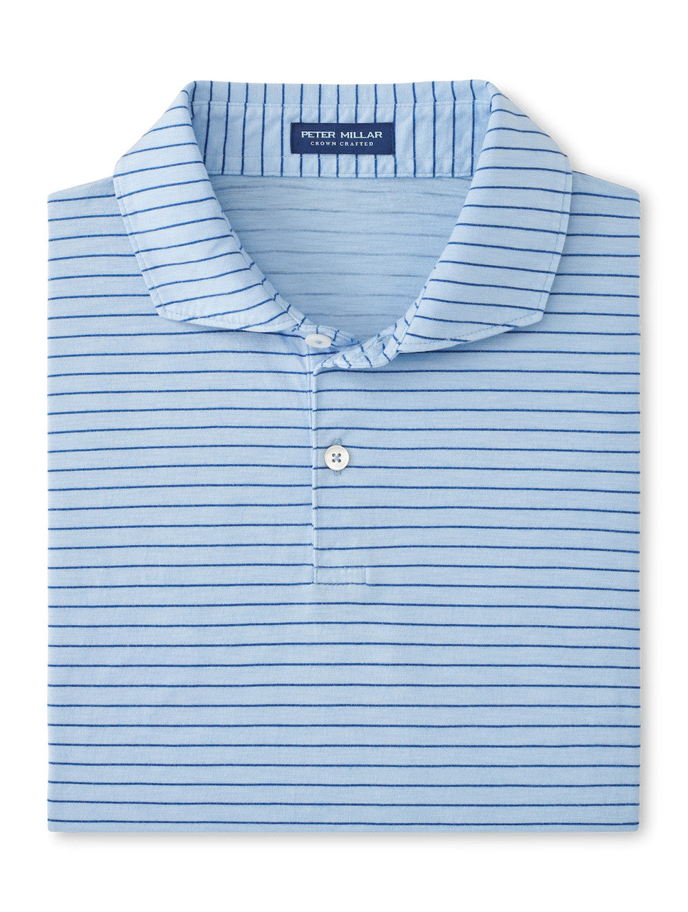  Peter Millar Crown Crafted Journeyman Stripe Short-Sleeve Polo: Blue Frost