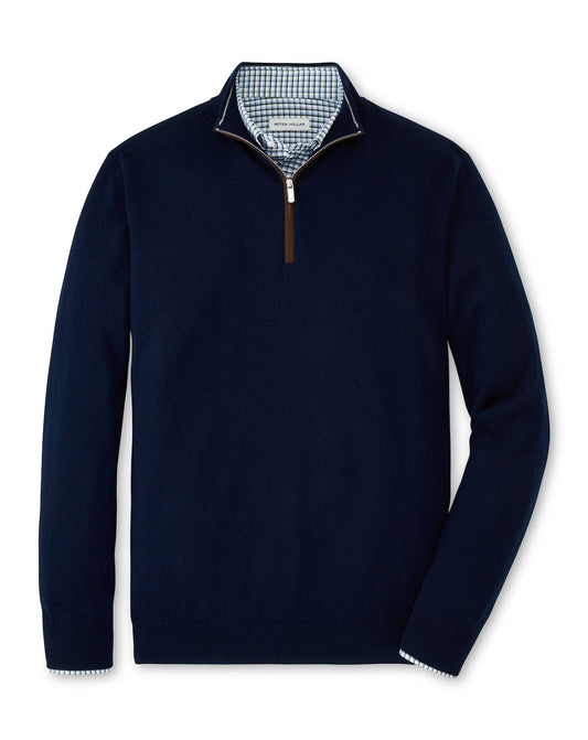  Peter Millar Autumn Crest Suede Trim Quarter-Zip: Navy