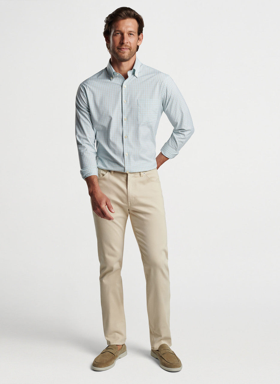  Peter Millar Chelan Performance Twill Sport Shirt: Mint Blue