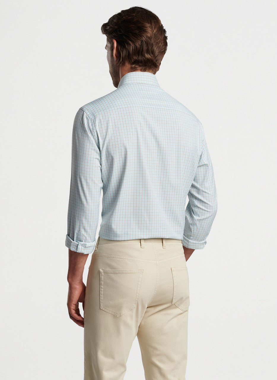 Peter Millar Chelan Performance Twill Sport Shirt: Mint Blue
