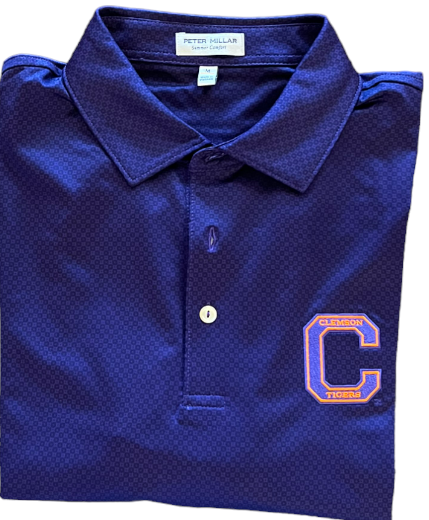  Peter Millar Clemson "C" Logo Dolly Performance Jersey Polo: Purple