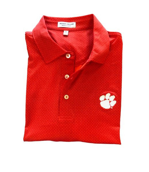  Peter Millar Clemson Tesseract Performance Jersey Polo: Orange