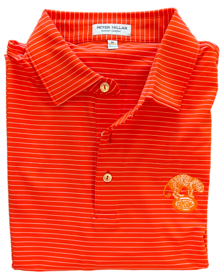  Peter Millar Clemson Vault Standing Tiger Logo Hemlock Performance Jersey Polo: Orange