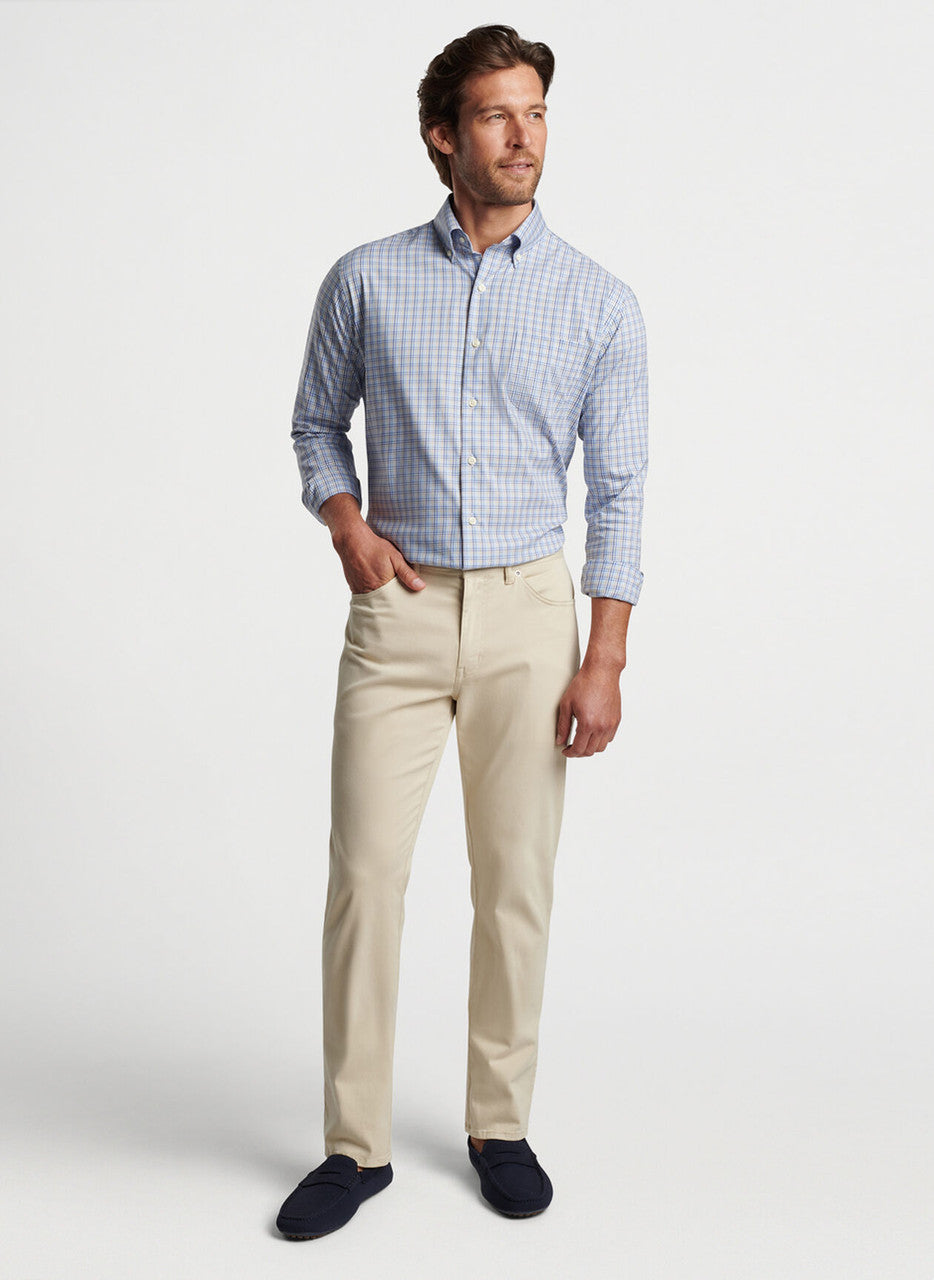  Peter Millar Cutler Crown Lite Cotton-Stretch Sport Shirt: Navy