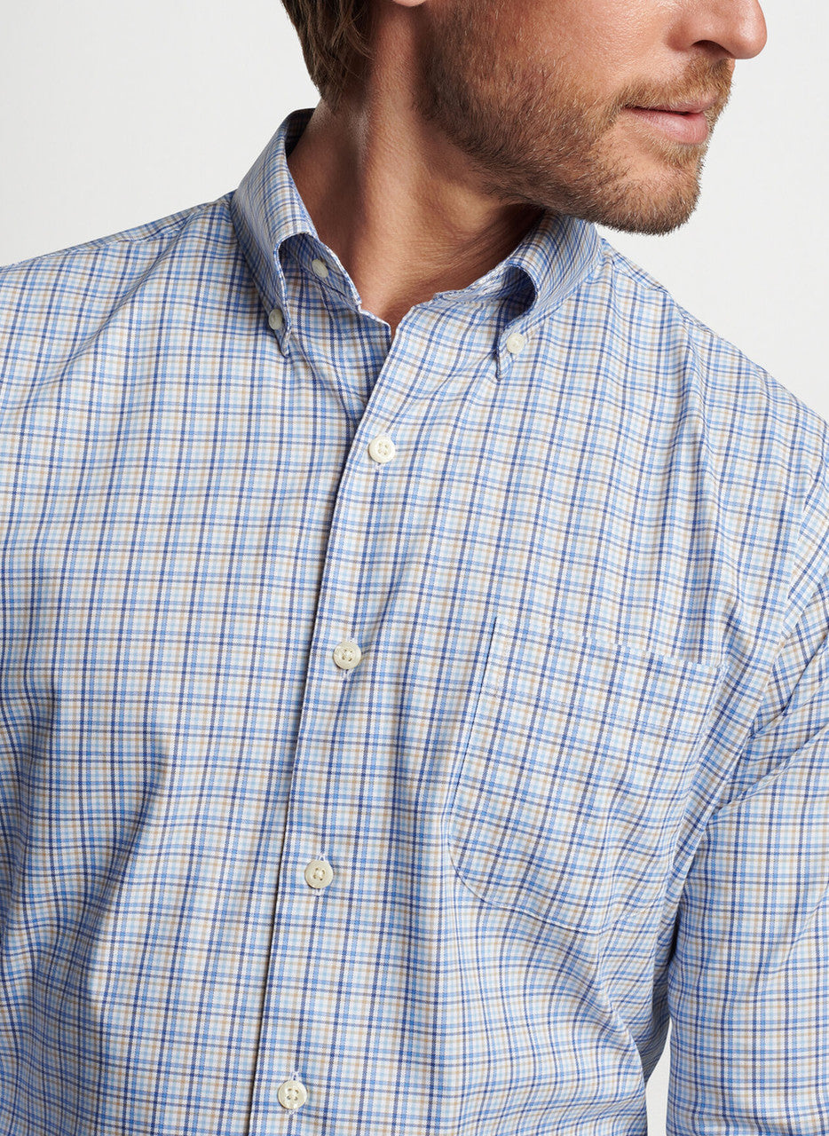  Peter Millar Cutler Crown Lite Cotton-Stretch Sport Shirt: Navy