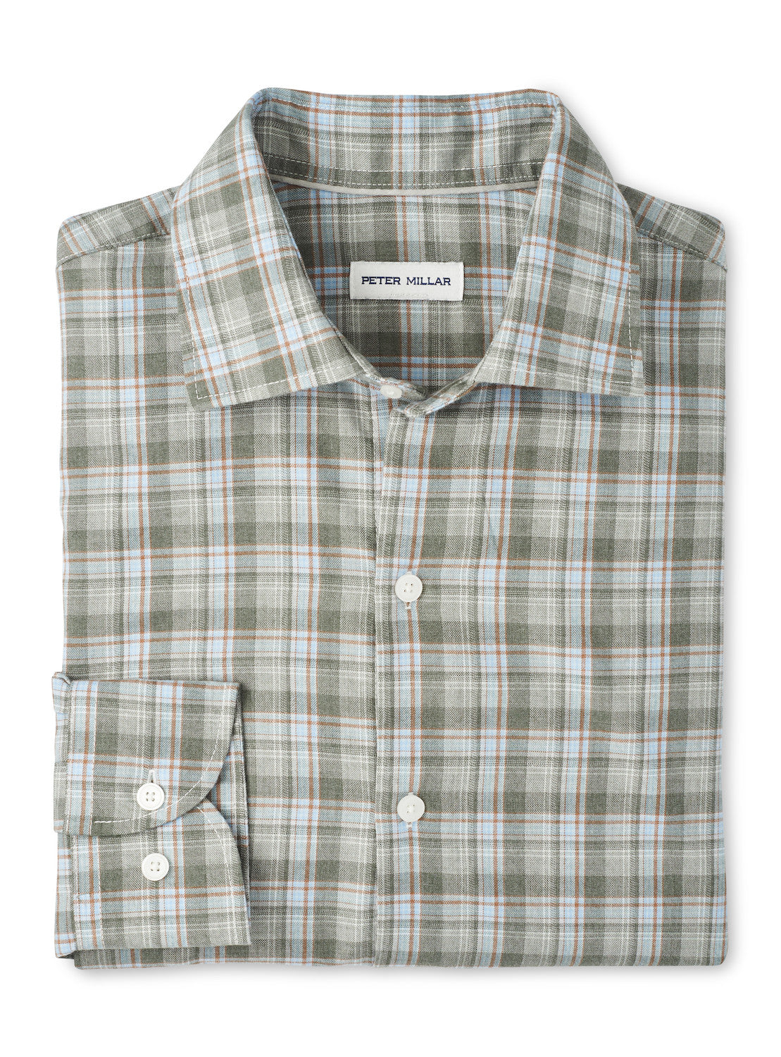  Peter Millar Whitecap Performance Flannel Sport Shirt: Basil
