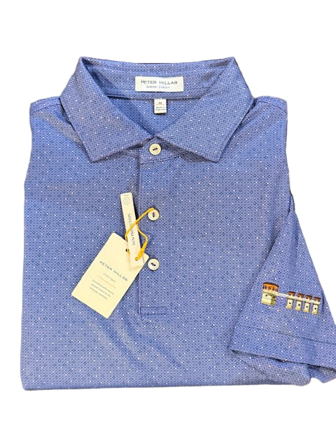  Peter Millar Dashwood Performance Jersey Polo "Lake Murray Dam Towers": Windsor Blue