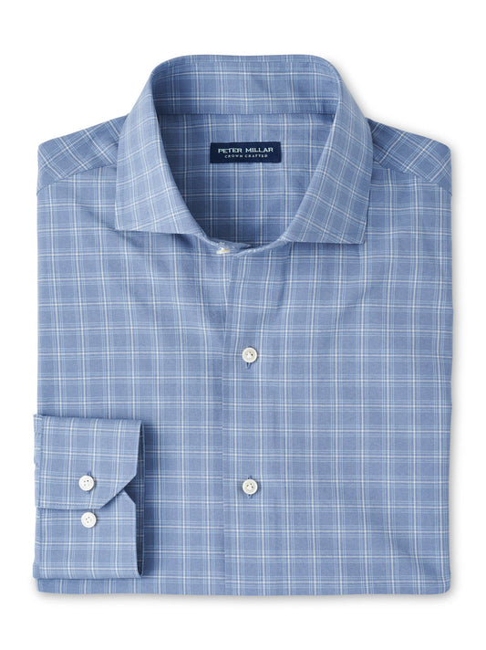  Peter Millar Crown Crafted Reese Performance Poplin Sport Shirt: Rain Cloud
