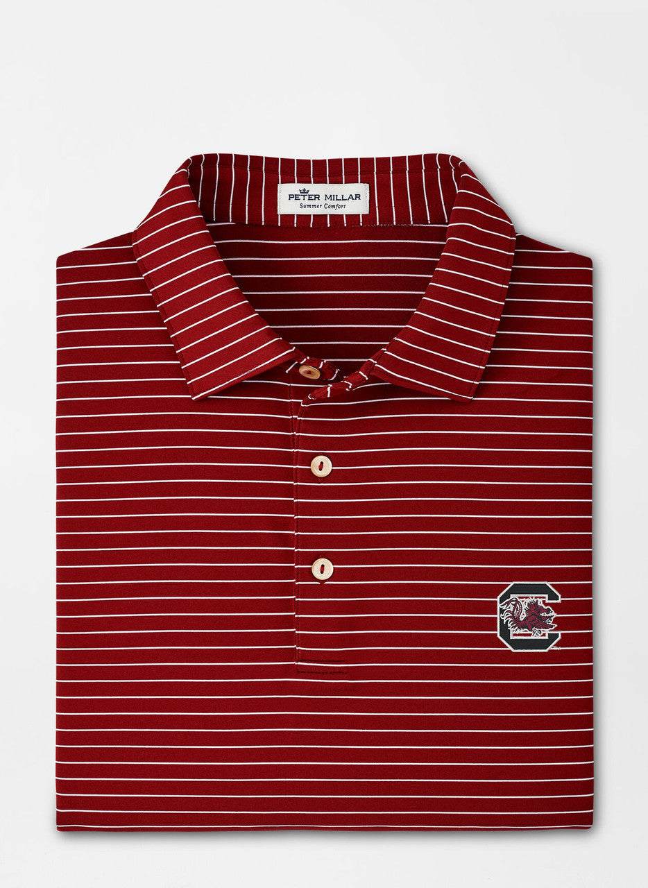  Peter Millar University Of South Carolina Crafty Performance Jersey Polo Block "C": Maroon2
