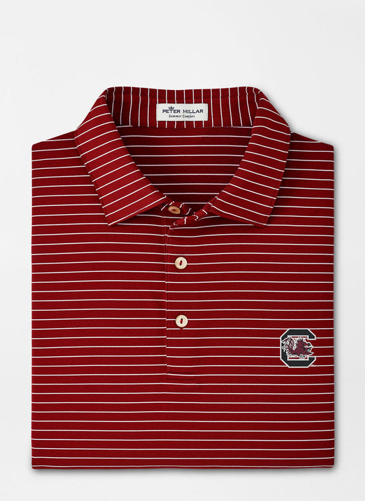  Peter Millar University Of South Carolina Crafty Performance Jersey Polo Block "C": Maroon2