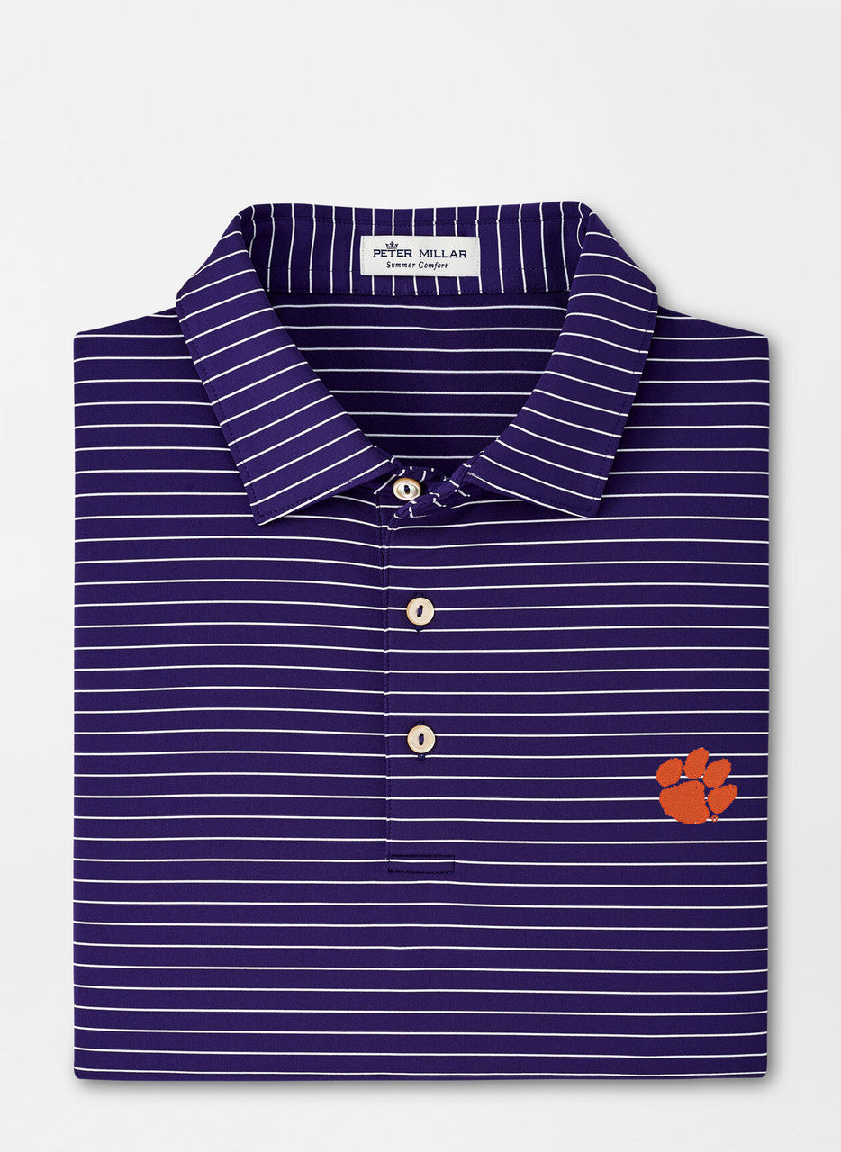  Peter Millar Clemson Paw Crafty Performance Jersey Polo: Purple