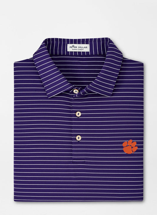  Peter Millar Clemson Paw Crafty Performance Jersey Polo: Purple