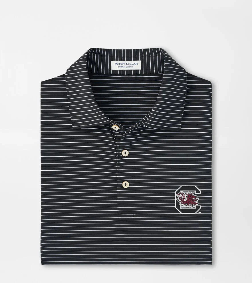  Peter Millar University Of South Carolina "Block C" Hemlock Performance Jersey Polo: Black