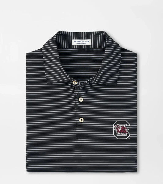 Peter Millar University Of South Carolina "Block C" Hemlock Performance Jersey Polo: Black