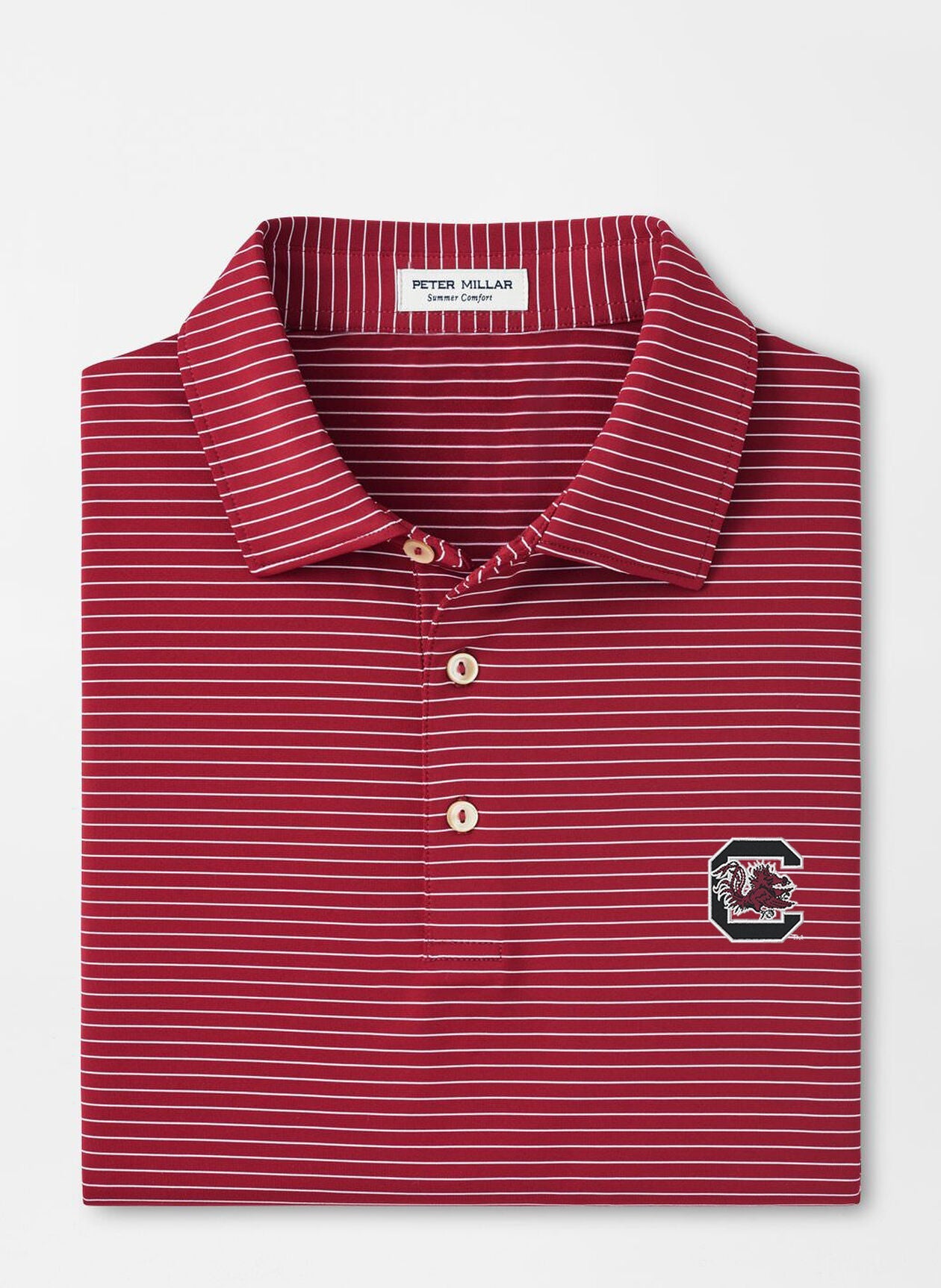  Peter Millar University Of South Carolina Block C Hemlock Performance Jersey Polo: Maroon