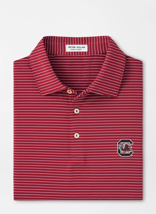  Peter Millar University Of South Carolina Block C Hemlock Performance Jersey Polo: Maroon