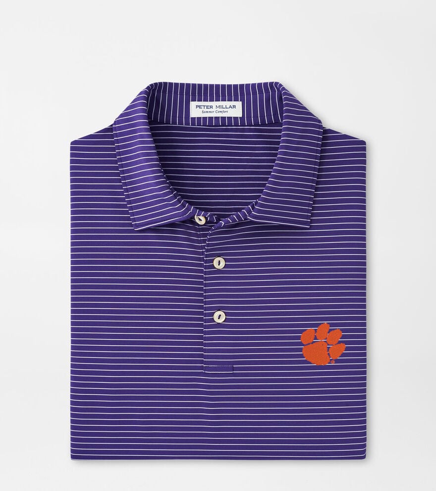  Peter Millar Clemson Hemlock Performance Jersey Polo: Purple