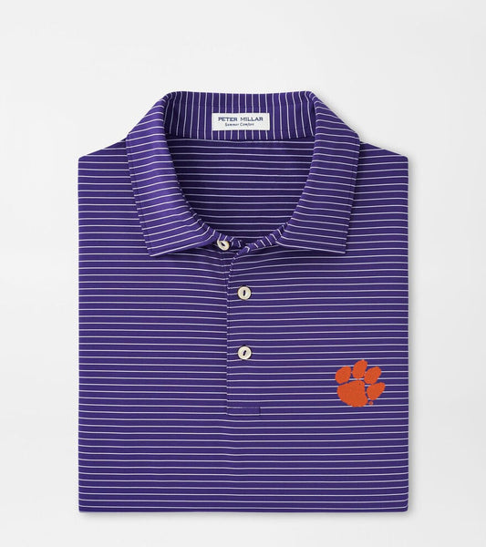 Peter Millar Clemson Hemlock Performance Jersey Polo: Purple
