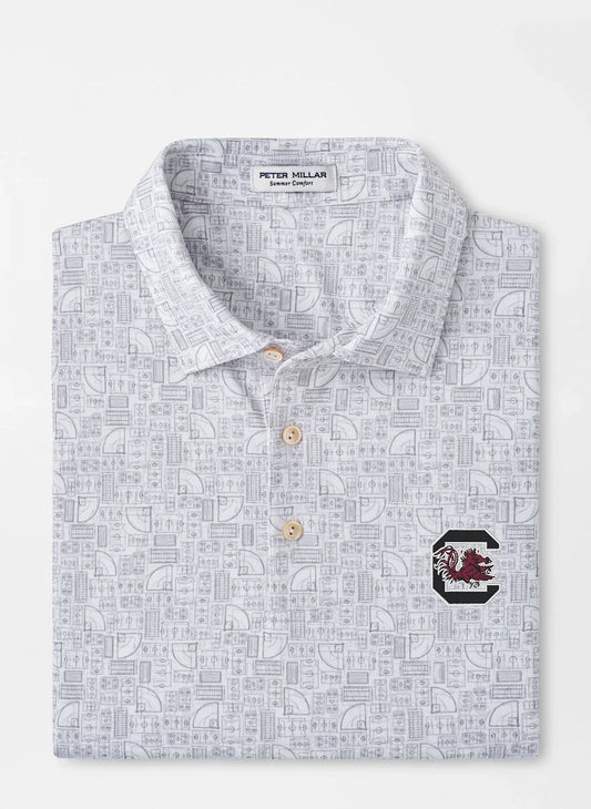  Peter Millar University Of South Carolina "Block C" Out Of Bounds Performance Jersey Polo: White