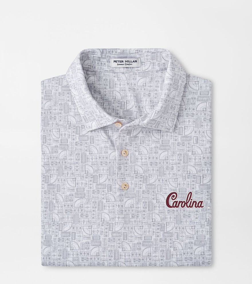  Peter Millar University Of South Carolina Script Logo Out Of Bounds Performance Jersey Polo: White