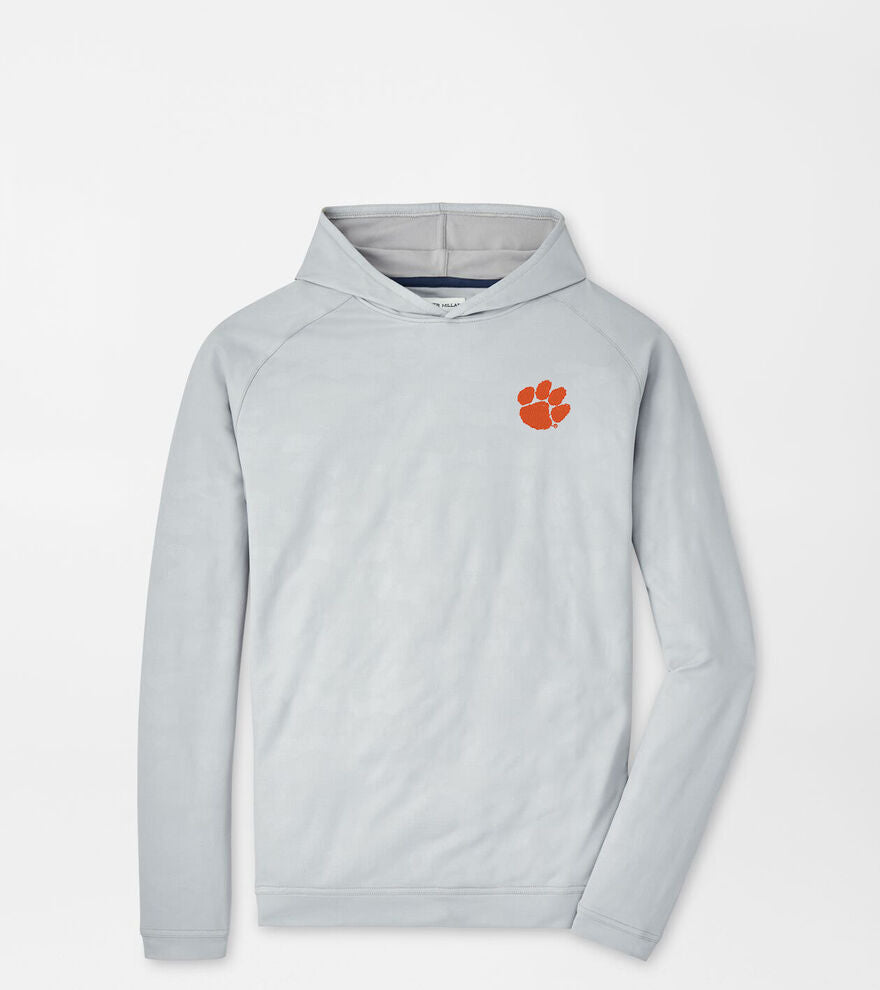  Peter Millar Clemson Pine Logo Camo Performance Hoodie: Gale Grey
