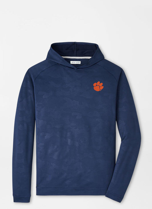  Peter Millar Clemson Pine Logo Camo Performance Hoodie: Navy