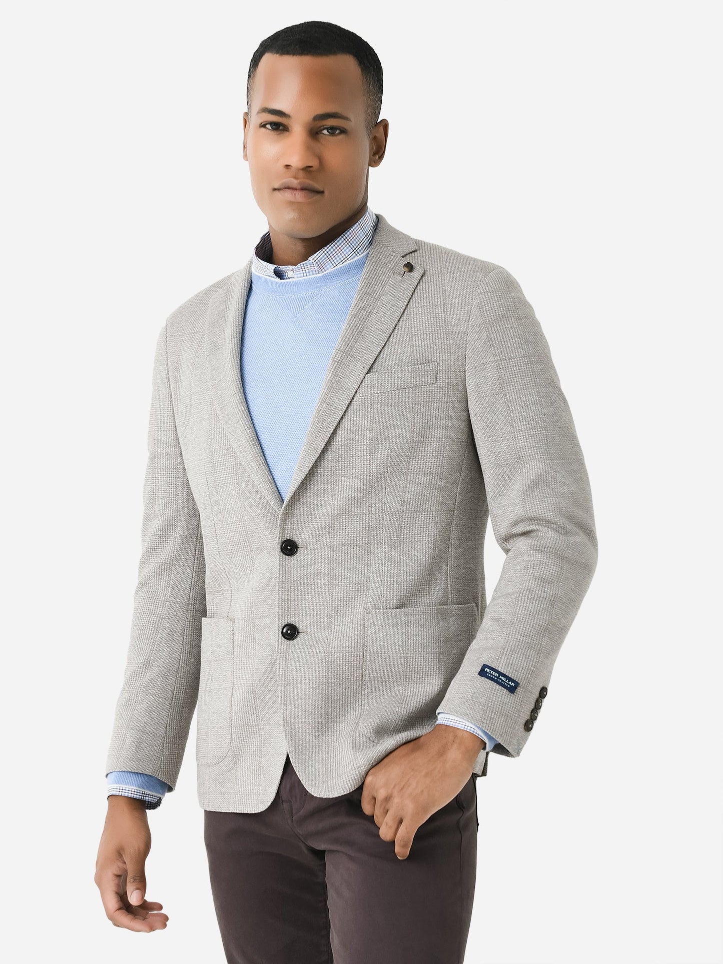  Peter Millar Crown Crafted Men's Carova Jersey Houndstooth Soft Jacket