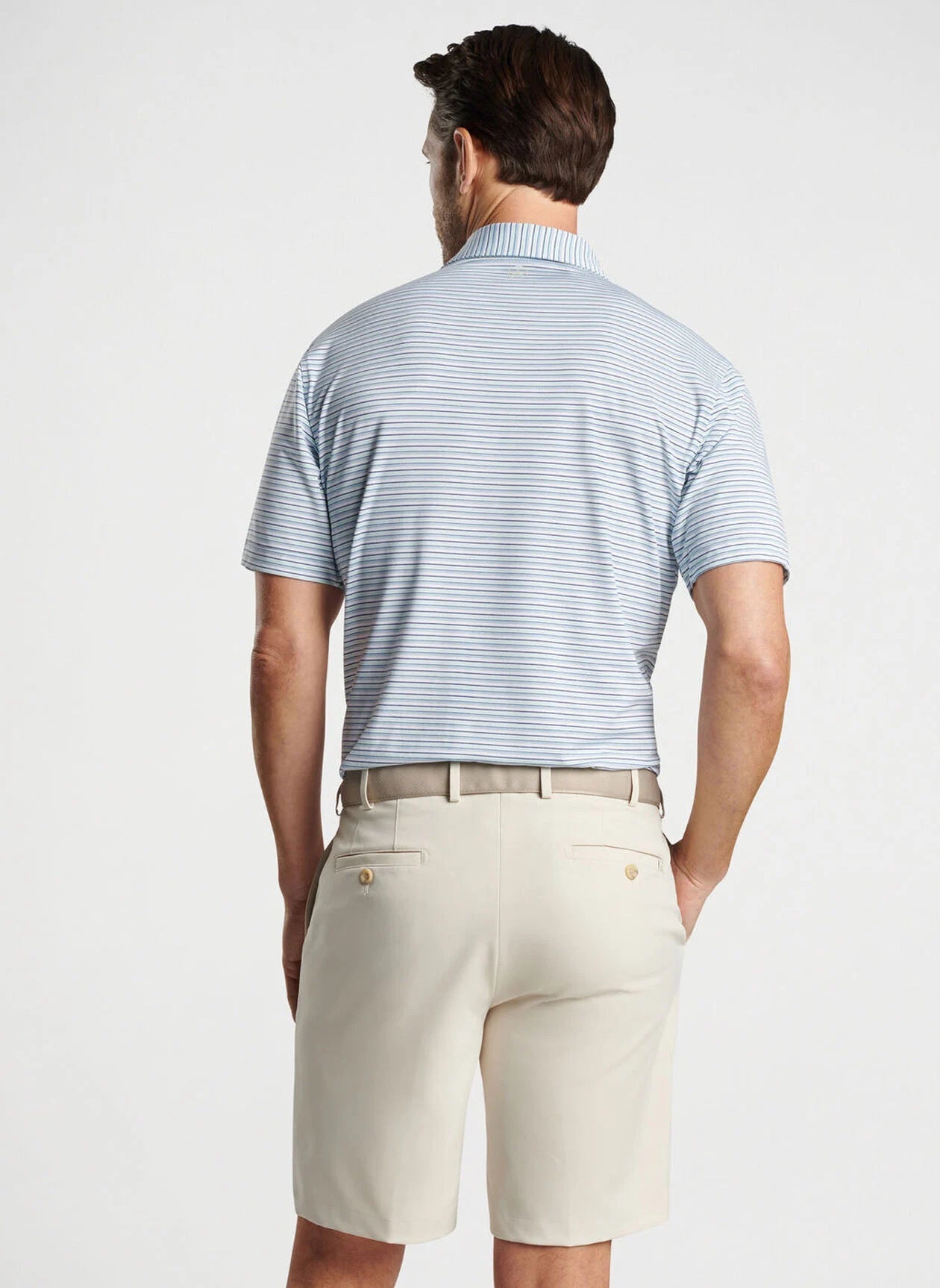  Peter Millar Fairmont Performance Jersey Polo: White/Cottage Blue