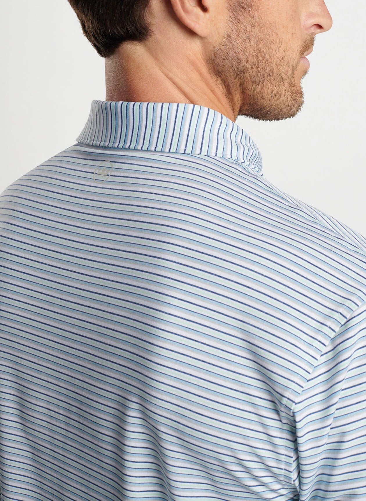 Peter Millar Fairmont Performance Jersey Polo: White/Cottage Blue