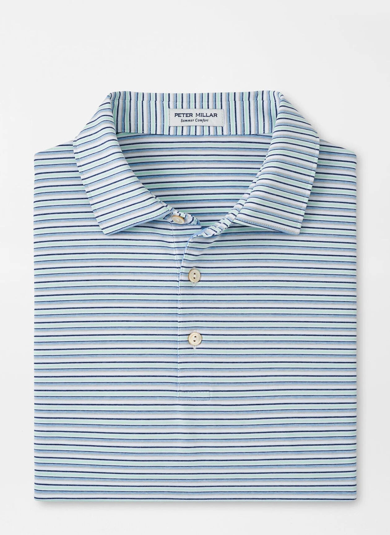  Peter Millar Fairmont Performance Jersey Polo: White/Cottage Blue