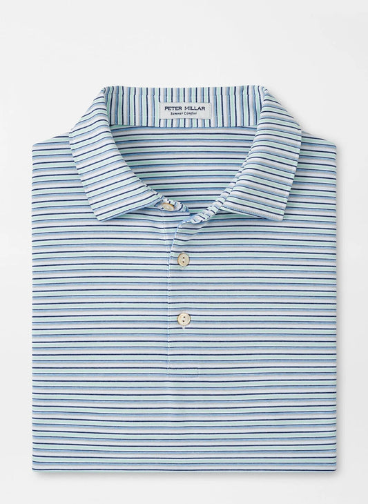  Peter Millar Fairmont Performance Jersey Polo: White/Cottage Blue