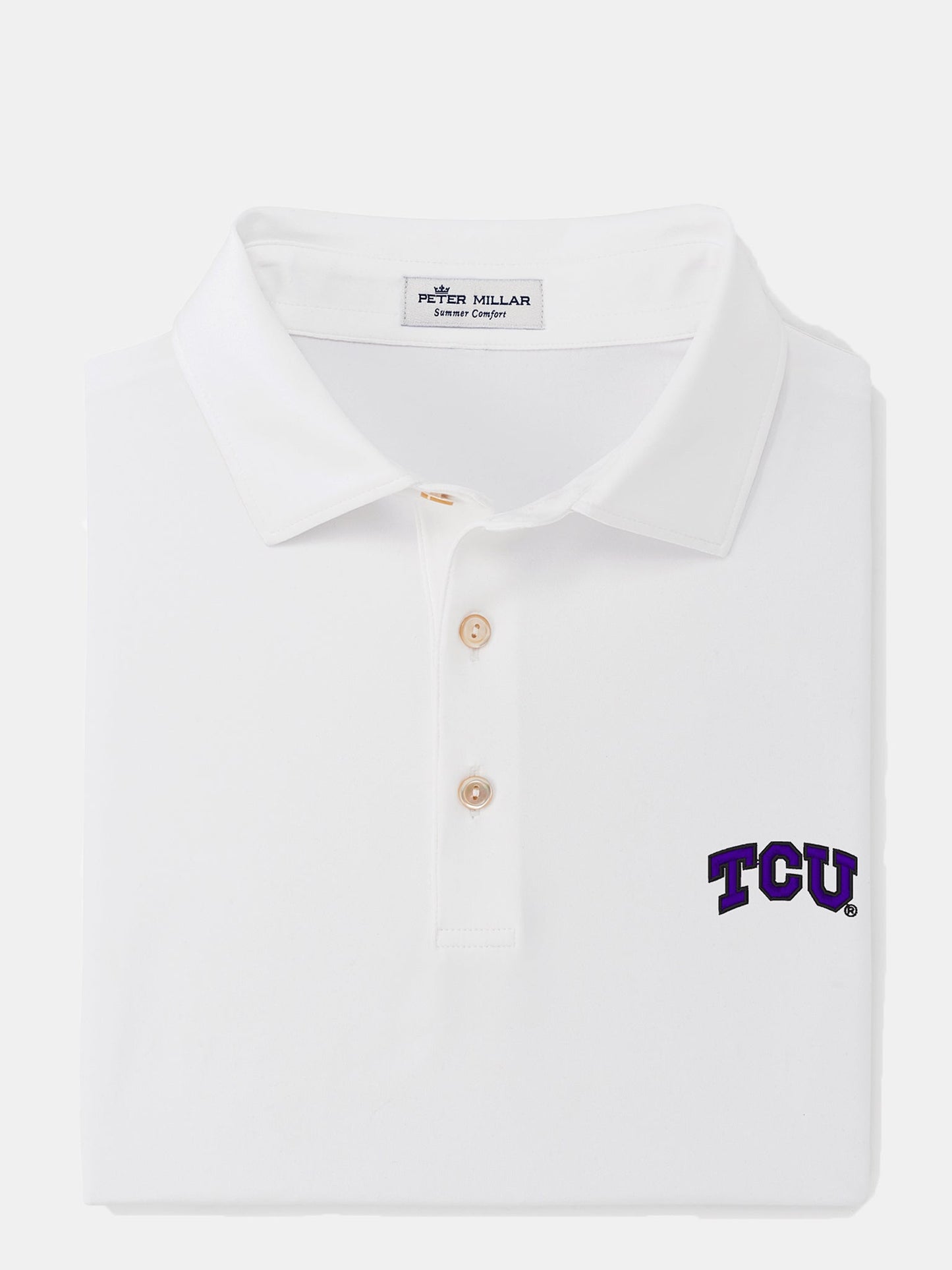  Peter Millar Men's Solid Stretch Jersey TCU Polo