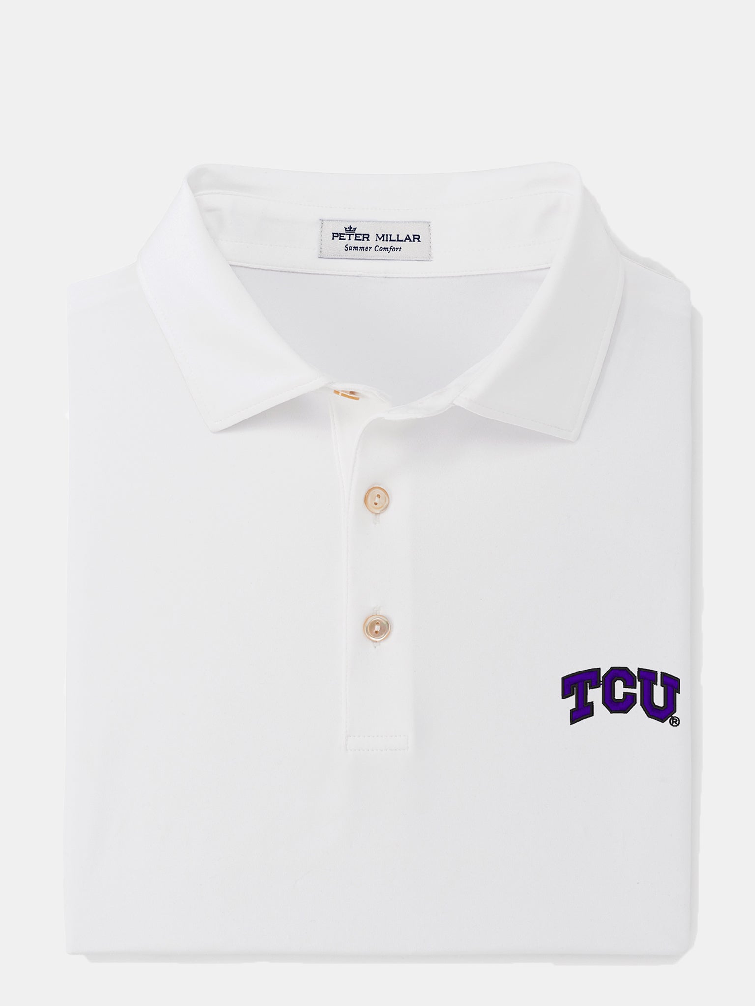  Peter Millar Men's Solid Stretch Jersey TCU Polo