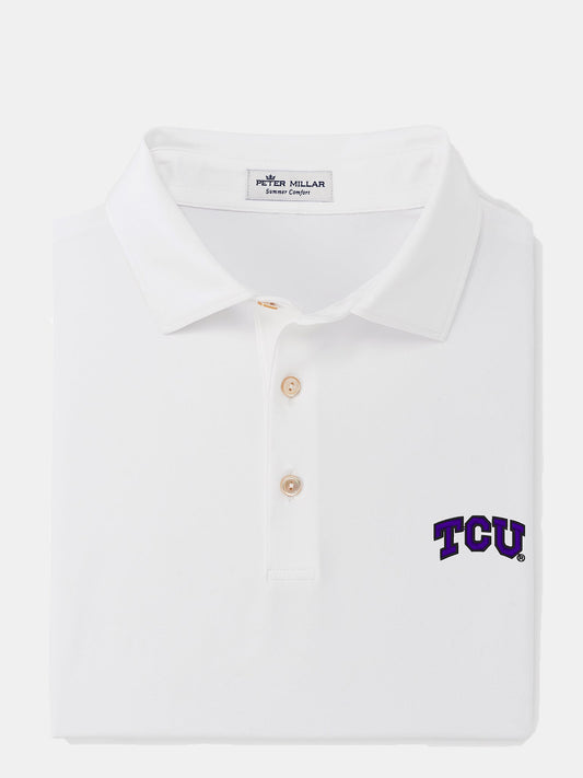  Peter Millar Men's Solid Stretch Jersey TCU Polo